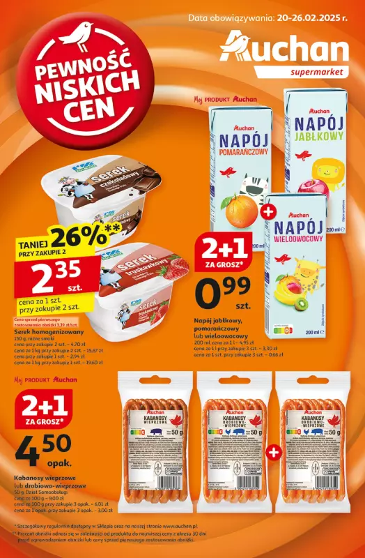 Auchan - gazetka promocyjna Gazetka Pewność Niskich Cen Supermarket  do środy 26.02