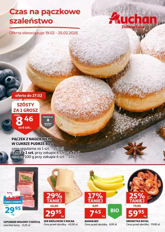 Auchan - gazetka promocyjna Gazetka Zielona Góra I Czas na pączkowe szaleństwo od środy 19.02 do wtorku 25.02