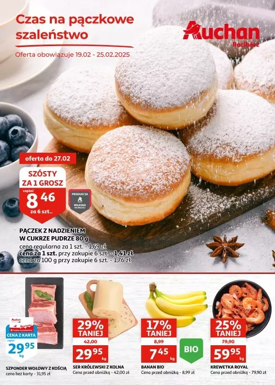 Auchan - gazetka promocyjna Gazetka Racibórz I Czas na pączkowe szaleństwo od środy 19.02 do wtorku 25.02