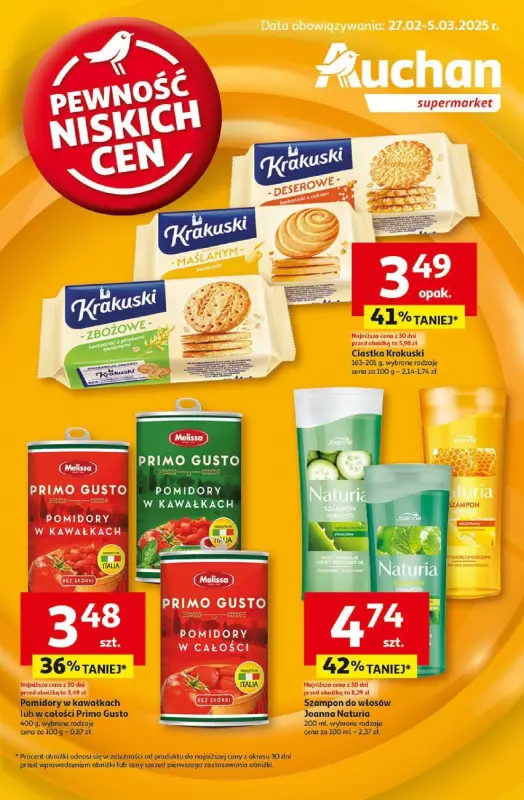 Auchan - gazetka promocyjna Gazetka Pewność Niskich Cen Supermarket Auchan od czwartku 27.02 do środy 05.03