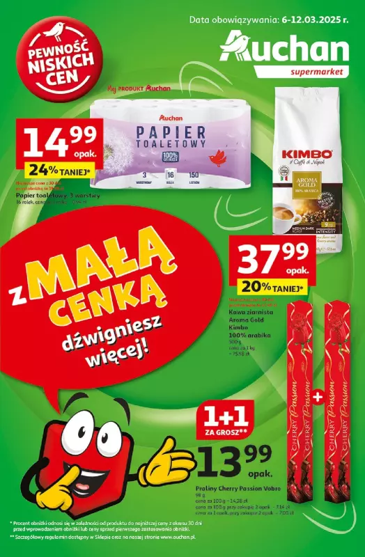 Auchan - gazetka promocyjna Gazetka Pewność Niskich Cen Supermarket Auchan od czwartku 06.03 do środy 12.03