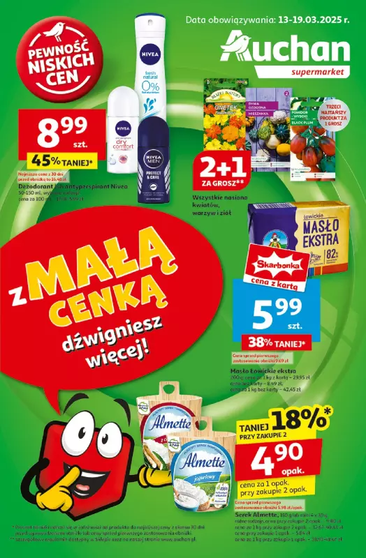 Auchan - gazetka promocyjna Gazetka Pewność Niskich Cen Supermarket Auchan od czwartku 13.03 do środy 19.03