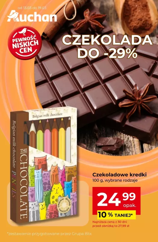 Auchan - gazetka promocyjna CZEKOLADA do -29% od piątku 14.03 do środy 19.03