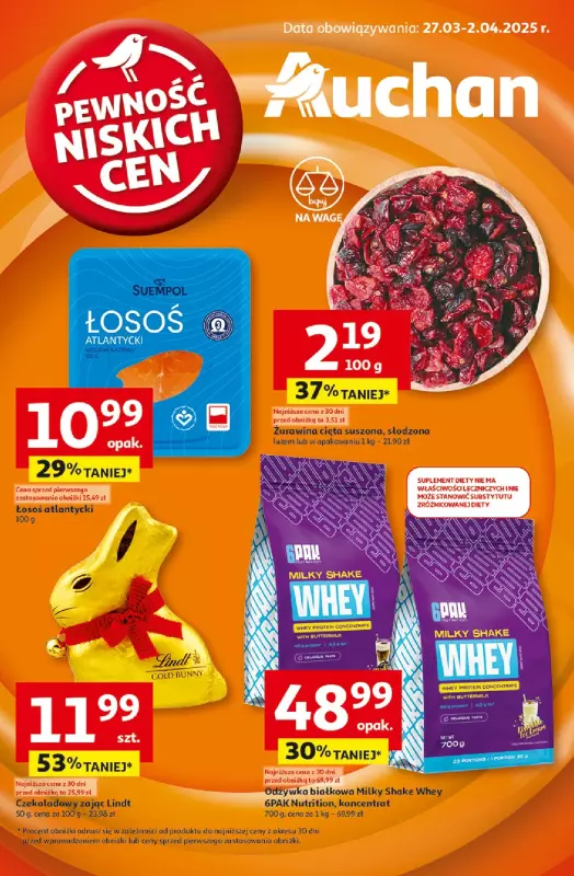 Auchan - gazetka promocyjna Pewność Niskich Cen Hipermarket od czwartku 27.03 do środy 02.04