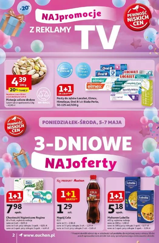 Auchan - gazetka promocyjna Te URODZINY są NAJ Supermarket od środy 30.04 do środy 07.05 - strona 2