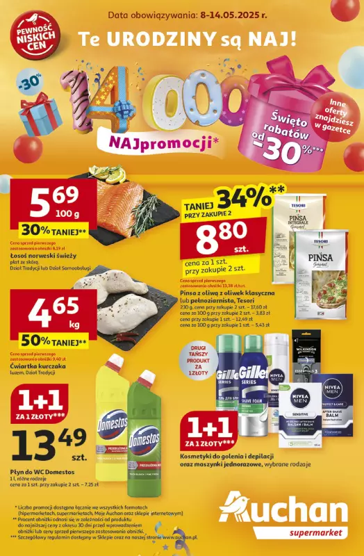 Auchan - gazetka promocyjna Te URODZINY są NAJ Supermarket od czwartku 08.05 do środy 14.05