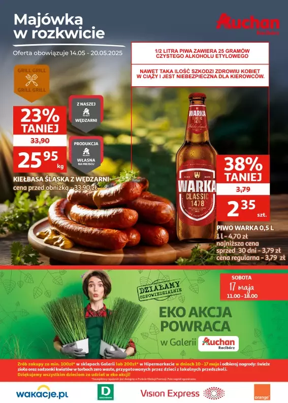 Auchan - gazetka promocyjna Gazetka Racibórz I Majówka w rozkwicie od środy 14.05 do wtorku 20.05