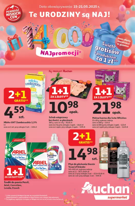 Auchan - gazetka promocyjna Te URODZINY są NAJ Supermarket  