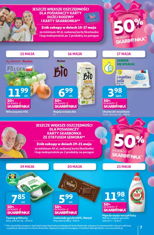 Auchan - gazetka promocyjna Te URODZINY są NAJ Hipermarket  do środy 21.05 - strona 7