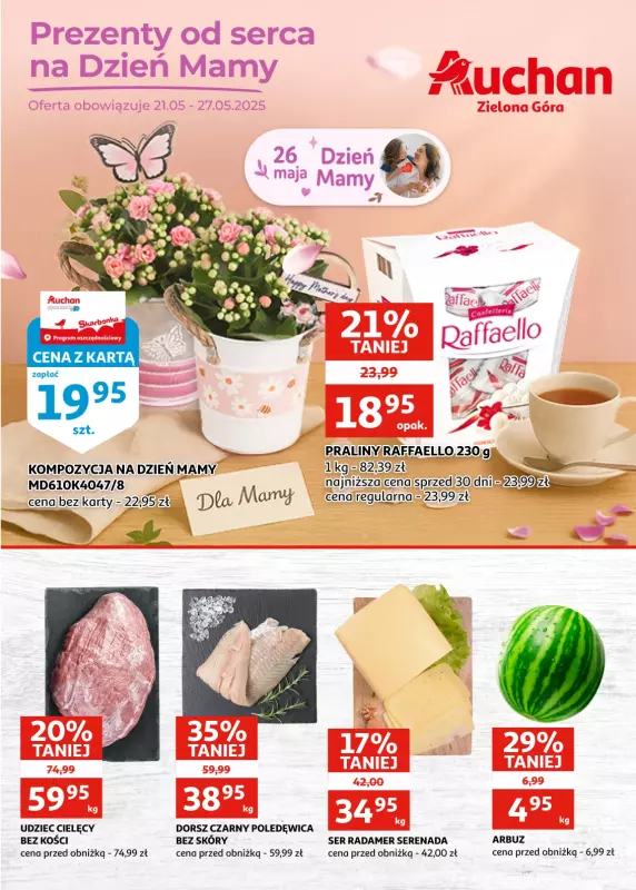 Auchan - gazetka promocyjna Gazetka Zielona Góra I Prezenty od serca na Dzień Mamy od środy 21.05 do wtorku 27.05