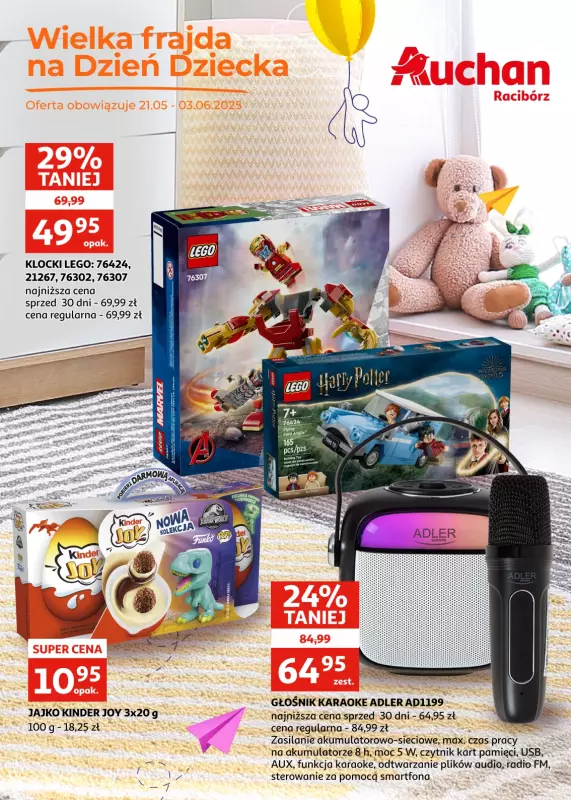 Auchan - gazetka promocyjna Gazetka Racibórz I Wielka frajda na Dzień Dziecka od środy 21.05 do wtorku 03.06