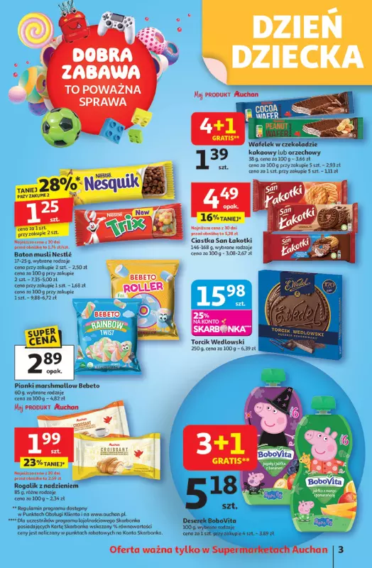 Auchan - gazetka promocyjna Gazetka Uśmiech mamy? Zaplanowany! Supermarket Auchan od czwartku 22.05 do środy 28.05 - strona 3