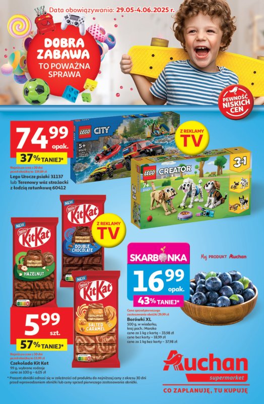 Auchan - gazetka promocyjna Gazetka Dobra Zabawa to Poważna Sprawa Supermarket Auchan  do środy 04.06