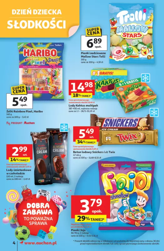 Auchan - gazetka promocyjna Gazetka Dobra Zabawa to Poważna Sprawa Supermarket Auchan  do środy 04.06 - strona 4