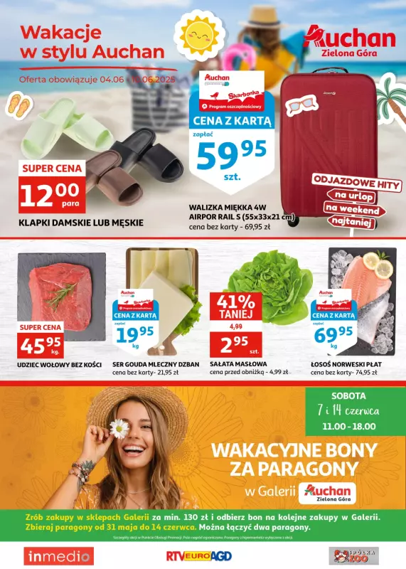 Auchan - gazetka promocyjna Gazetka Zielona Góra I Wakacje w stylu Auchan od środy 04.06 do wtorku 10.06