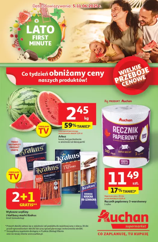 Auchan - gazetka promocyjna Lato First Miinute Supermarket Auchan od czwartku 05.06 do środy 11.06