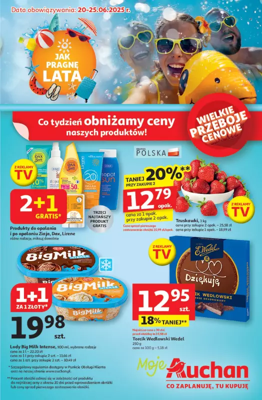 Auchan - gazetka promocyjna JAK PRAGNĘ LATA Moje Auchan od piątku 20.06 do środy 25.06
