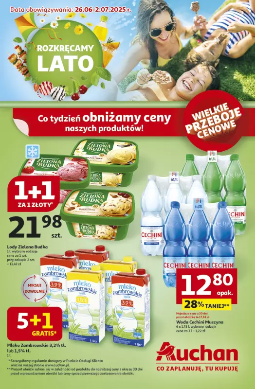 Auchan - gazetka promocyjna Gazetka ROZKRĘCAMY LATO Hipermarket Auchan od czwartku 26.06 do środy 02.07