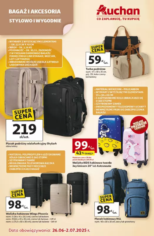Auchan - gazetka promocyjna Zapakowani na WAKACJE Hipermarket Auchan od piątku 27.06 do środy 02.07