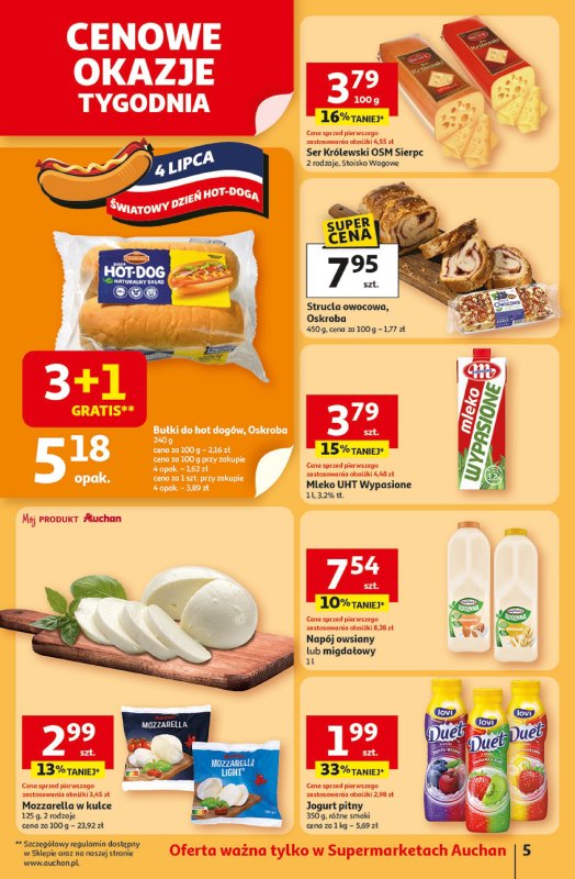 Auchan - gazetka promocyjna NA LATO JAK ZNALAZŁ Supermarket Auchan od czwartku 03.07 do środy 09.07 - strona 5