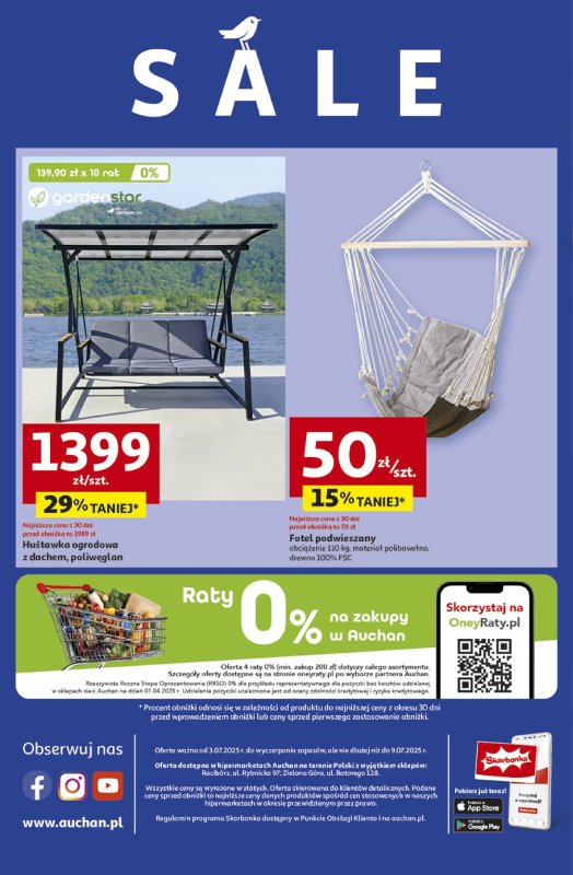 Auchan - gazetka promocyjna Gazetka NA LATO JAK ZNALAZŁ Hipermarket Auchan od czwartku 03.07 do środy 09.07 - strona 43