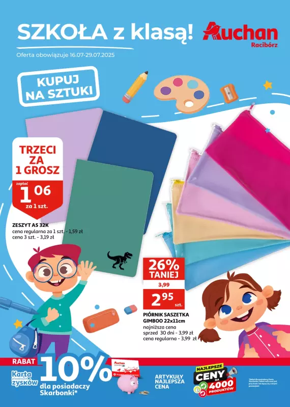 Auchan - gazetka promocyjna Gazetka Racibórz I Szkoła z klasą! od środy 16.07 do wtorku 29.07