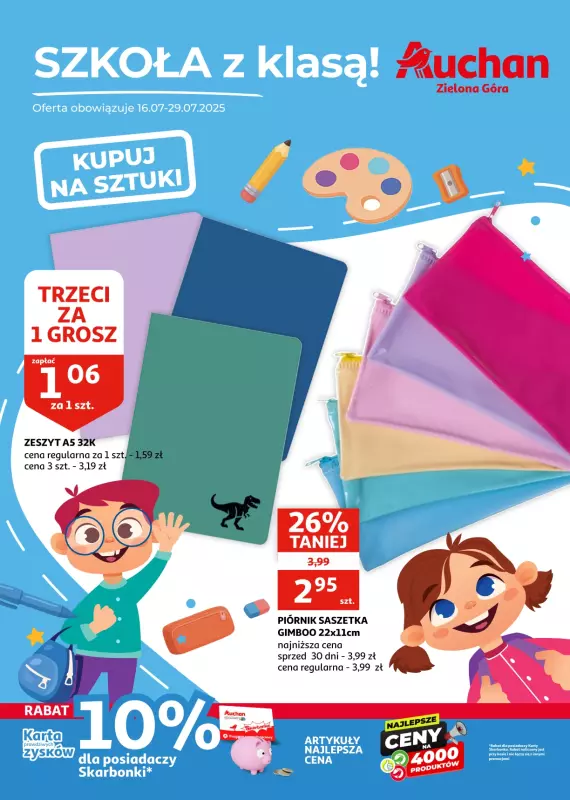 Auchan - gazetka promocyjna Gazetka Zielona Góra I Szkoła z klasą! od środy 16.07 do wtorku 29.07