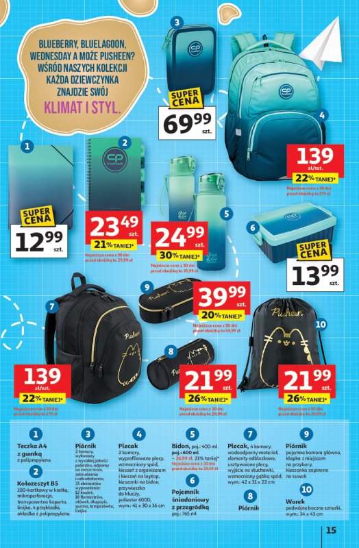 Auchan - gazetka promocyjna Gazetka Odlotowe ceny na start szkoły Hipermarket Auchan od czwartku 17.07 do środy 30.07 - strona 15