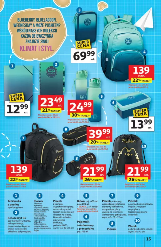 Auchan - gazetka promocyjna Gazetka Odlotowe ceny na start szkoły Hipermarket Auchan  do środy 30.07 - strona 15