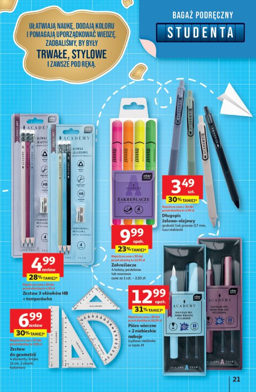 Auchan - gazetka promocyjna Gazetka Odlotowe ceny na start szkoły Hipermarket Auchan od czwartku 17.07 do środy 30.07 - strona 21