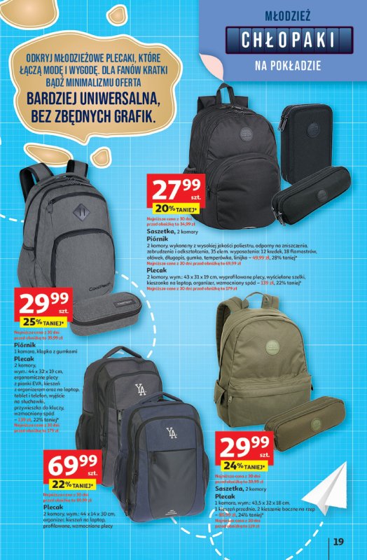 Auchan - gazetka promocyjna Gazetka Odlotowe ceny na start szkoły Hipermarket Auchan od czwartku 17.07 do środy 30.07 - strona 19