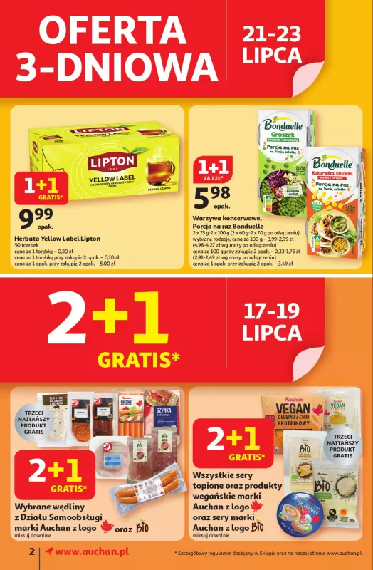 Auchan - gazetka promocyjna Gazetka Pewność niskich cen Supermarket Auchan od czwartku 17.07 do środy 23.07 - strona 2