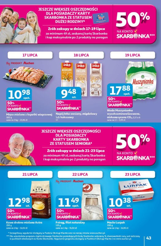 Auchan - gazetka promocyjna Gazetka Pewność niskich cen Hipermarket Auchan od czwartku 17.07 do środy 23.07 - strona 43