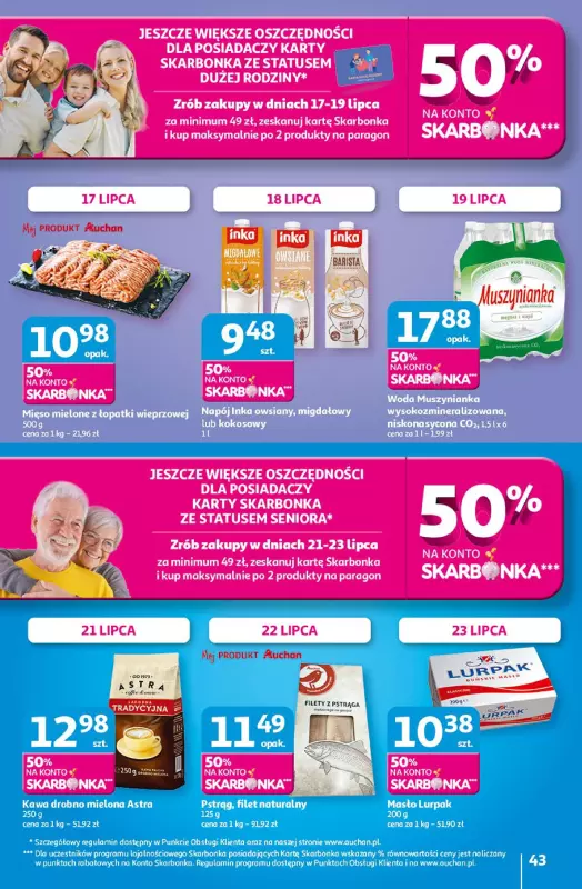 Auchan - gazetka promocyjna Gazetka Pewność niskich cen Hipermarket Auchan od czwartku 17.07 do środy 23.07 - strona 43