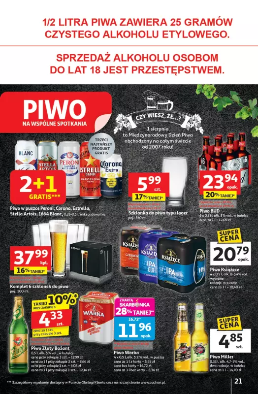 Auchan - gazetka promocyjna Pewność niskich cen Hipermarket  do środy 06.08 - strona 21