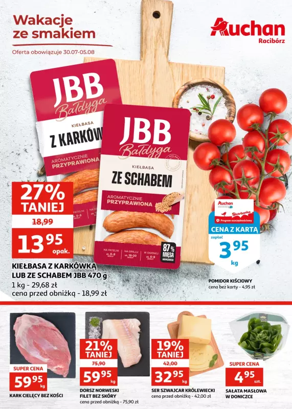 Auchan - gazetka promocyjna Gazetka Racibórz I Wakacje ze smakiem od środy 30.07 do wtorku 05.08