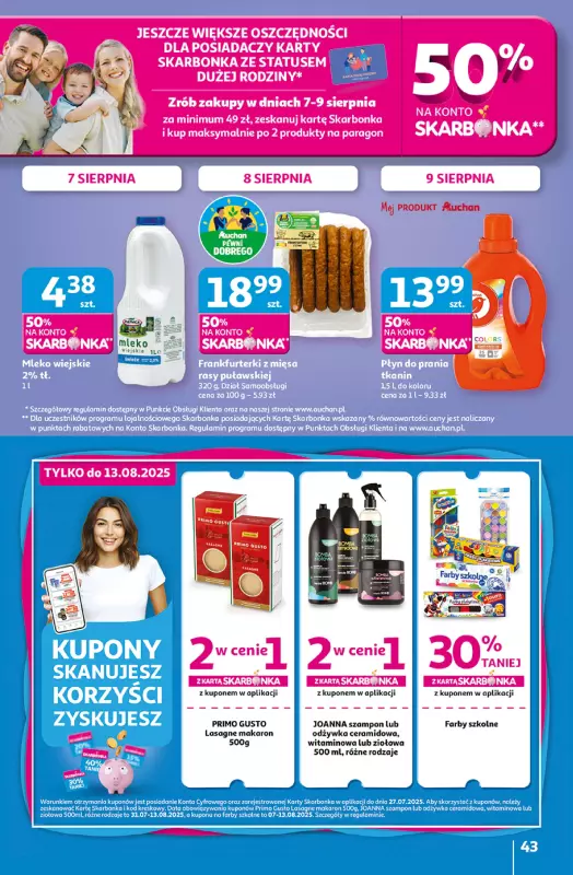 Auchan - gazetka promocyjna Pewność niskich cen Hipermarket od czwartku 07.08 do środy 13.08 - strona 43