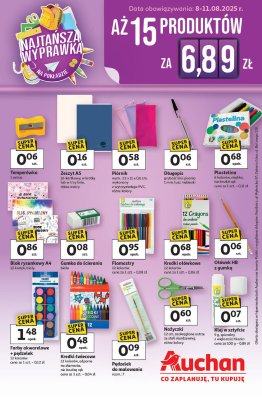 Auchan - gazetka promocyjna NAJTAŃSZA Wyprawka Szkolna Hipermarket  do poniedziałku 11.08