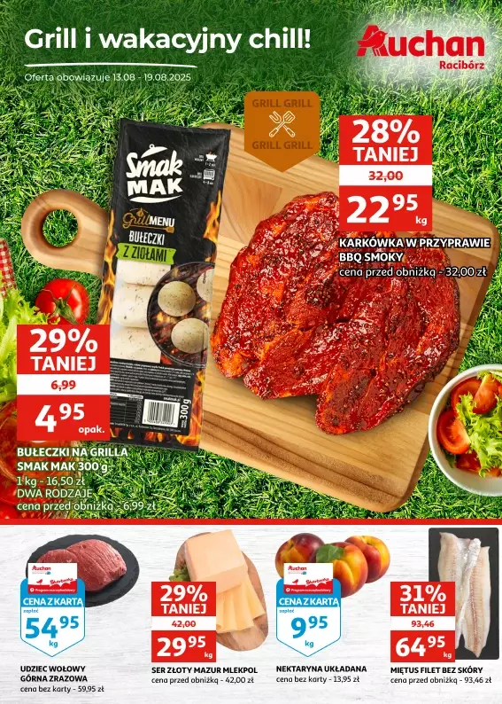 Auchan - gazetka promocyjna Gazetka Racibórz I Grill i wakacyjny chill od środy 13.08 do wtorku 19.08