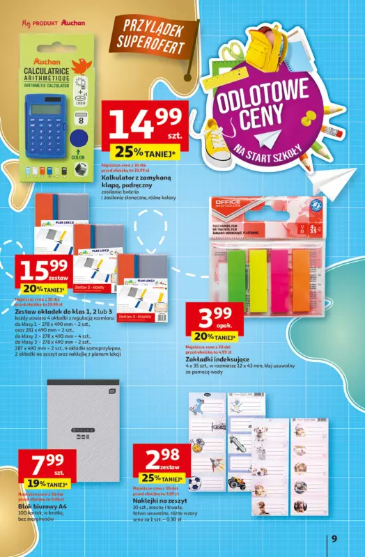 Auchan - gazetka promocyjna Odlotowe ceny na start szkoły Hipermarket  do środy 20.08 - strona 9