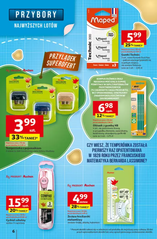 Auchan - gazetka promocyjna Odlotowe ceny na start szkoły Hipermarket  do środy 20.08 - strona 6