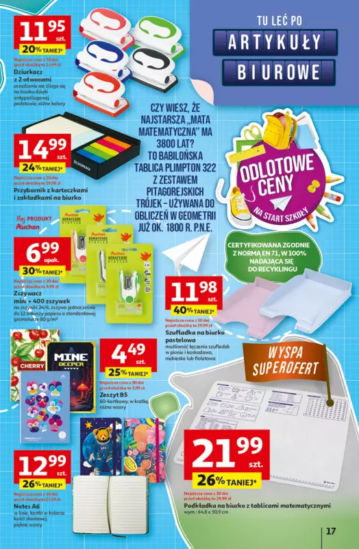 Auchan - gazetka promocyjna Gazetka Odlotowe ceny na start szkoły Hipermarket Auchan od czwartku 21.08 do środy 27.08 - strona 17