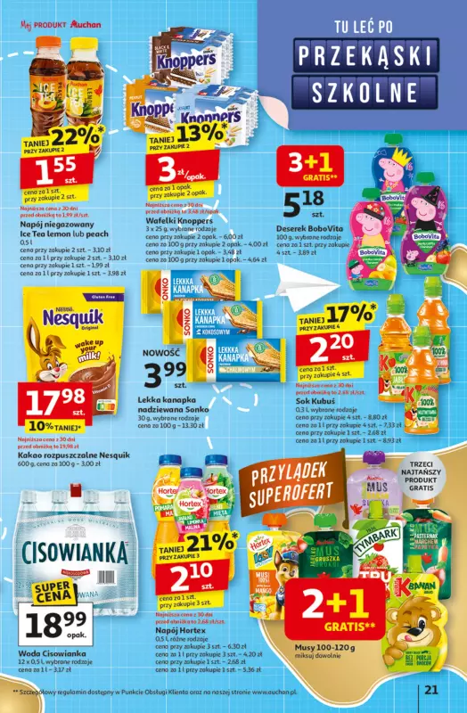 Auchan - gazetka promocyjna Gazetka Odlotowe ceny na start szkoły Hipermarket Auchan od czwartku 21.08 do środy 27.08 - strona 21