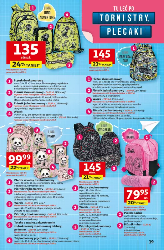 Auchan - gazetka promocyjna Gazetka Odlotowe ceny na start szkoły Hipermarket Auchan od czwartku 21.08 do środy 27.08 - strona 19
