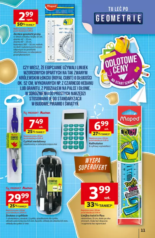 Auchan - gazetka promocyjna Gazetka Odlotowe ceny na start szkoły Hipermarket Auchan od czwartku 21.08 do środy 27.08 - strona 11