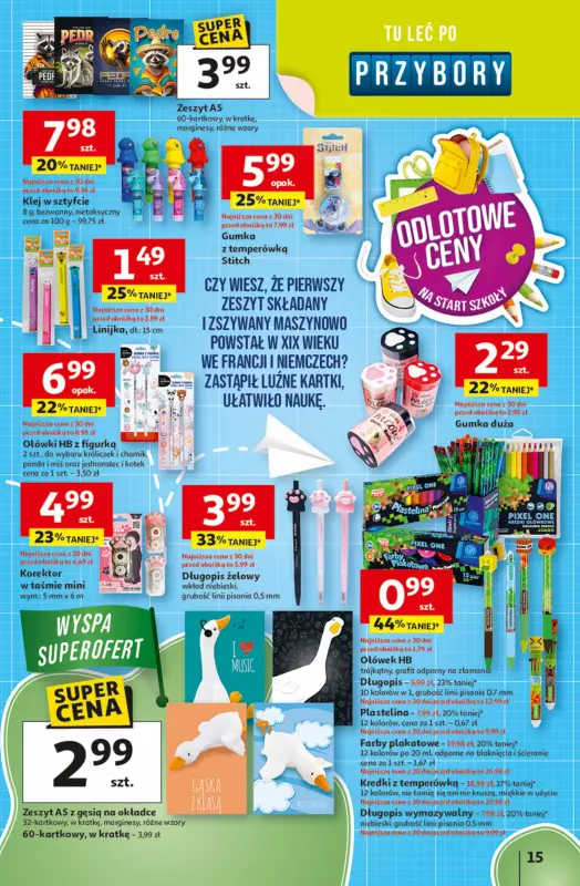 Auchan - gazetka promocyjna Gazetka Odlotowe ceny na start szkoły Hipermarket Auchan od czwartku 21.08 do środy 27.08 - strona 15