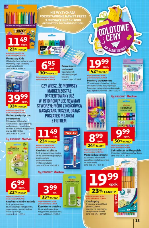 Auchan - gazetka promocyjna Gazetka Odlotowe ceny na start szkoły Hipermarket Auchan od czwartku 21.08 do środy 27.08 - strona 13