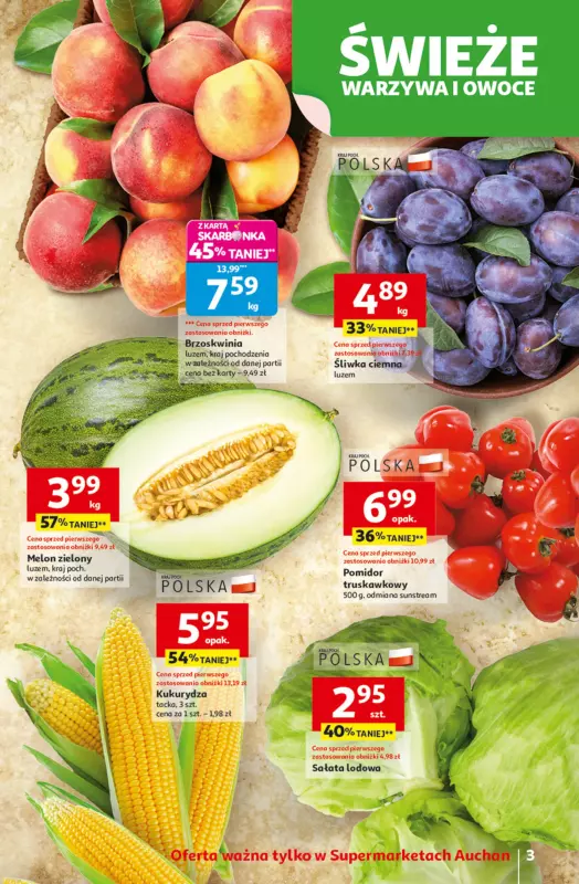 Auchan - gazetka promocyjna Gazetka Odlotowe ceny na start szkoły Supermarket Auchan od czwartku 21.08 do środy 27.08 - strona 3