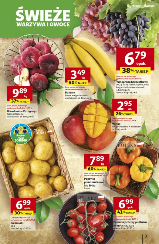 Auchan - gazetka promocyjna Gazetka Odlotowe ceny na start szkoły Supermarket Auchan od czwartku 28.08 do środy 03.09 - strona 3