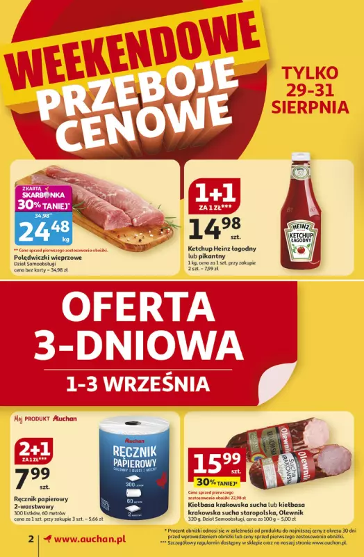 Auchan - gazetka promocyjna Gazetka Odlotowe ceny na start szkoły Supermarket Auchan od czwartku 28.08 do środy 03.09 - strona 2